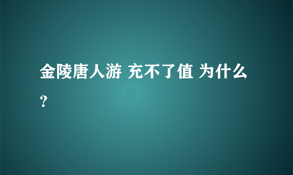 金陵唐人游 充不了值 为什么？