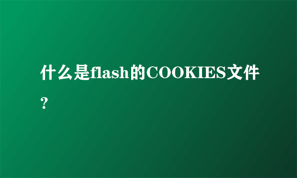 什么是flash的COOKIES文件？