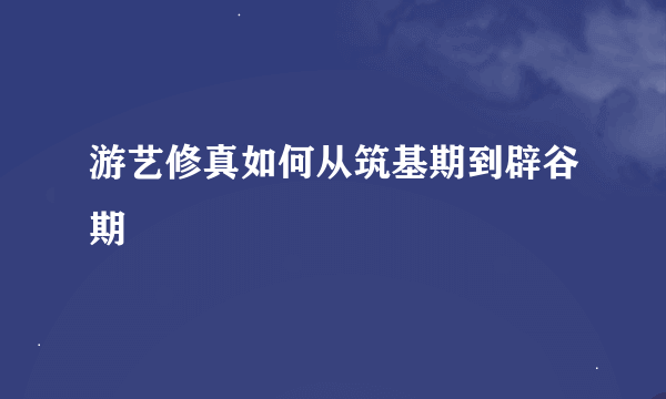 游艺修真如何从筑基期到辟谷期