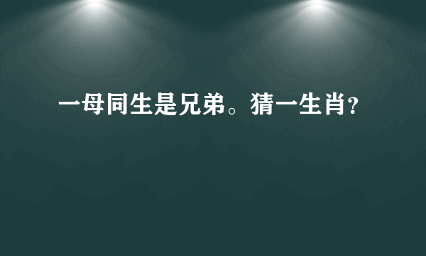 一母同生是兄弟。猜一生肖？