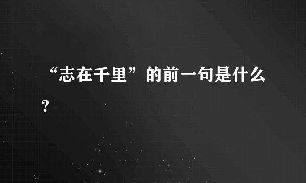 “志在千里”的前一句是什么？