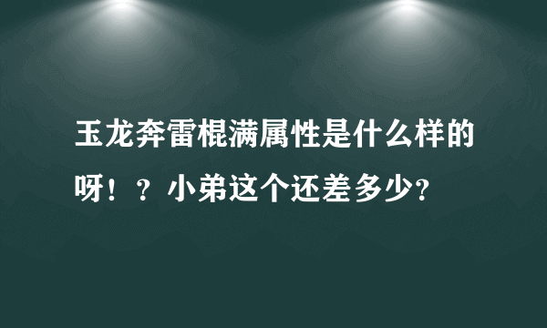 玉龙奔雷棍满属性是什么样的呀！？小弟这个还差多少？