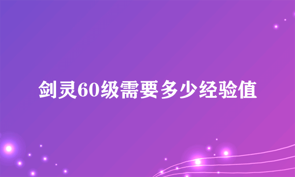 剑灵60级需要多少经验值