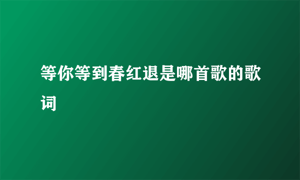 等你等到春红退是哪首歌的歌词