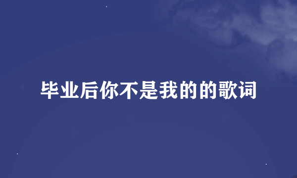 毕业后你不是我的的歌词