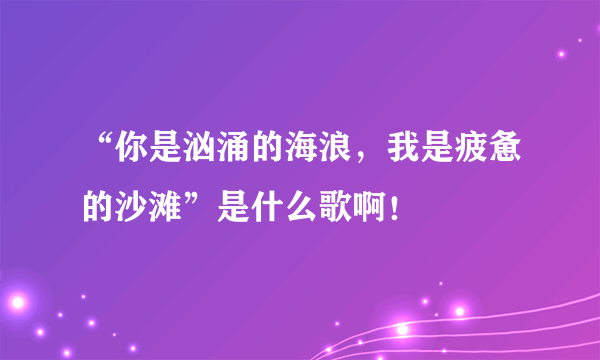 “你是汹涌的海浪，我是疲惫的沙滩”是什么歌啊！