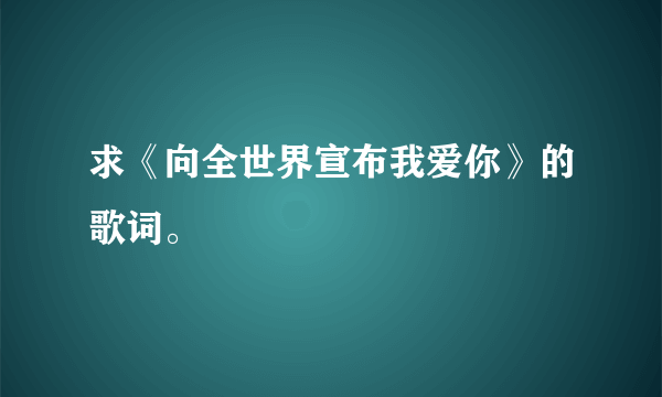 求《向全世界宣布我爱你》的歌词。