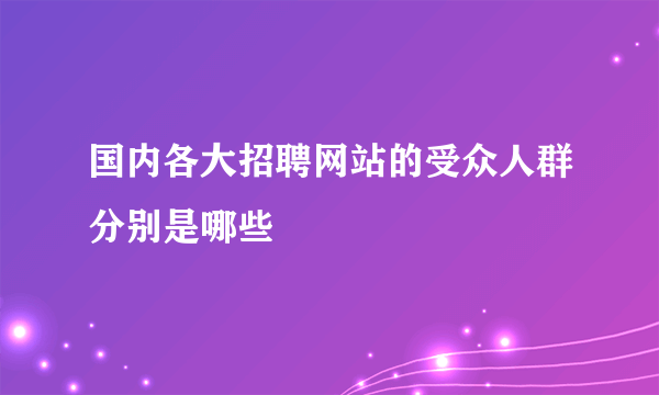 国内各大招聘网站的受众人群分别是哪些