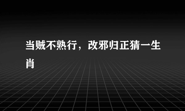 当贼不熟行，改邪归正猜一生肖