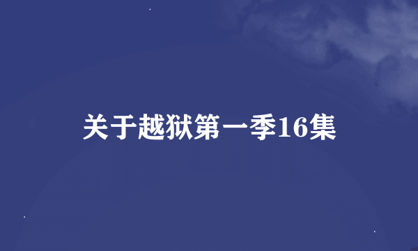 关于越狱第一季16集