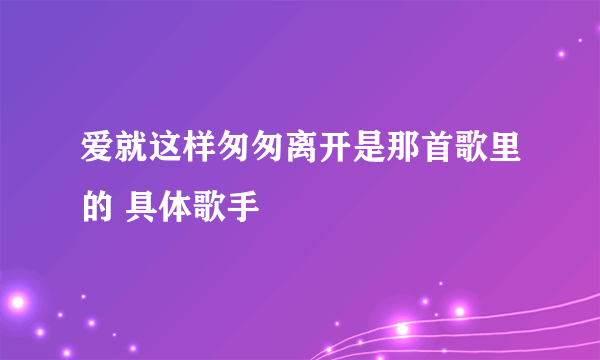 爱就这样匆匆离开是那首歌里的 具体歌手