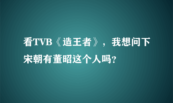 看TVB《造王者》，我想问下宋朝有董昭这个人吗？