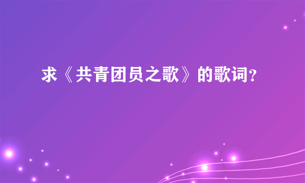 求《共青团员之歌》的歌词？