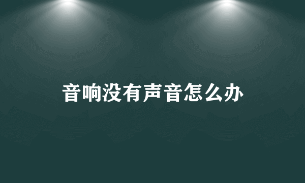 音响没有声音怎么办