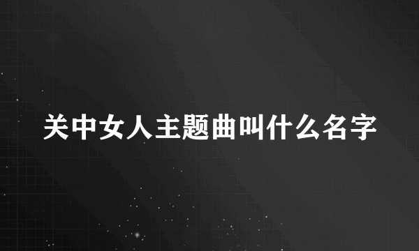 关中女人主题曲叫什么名字