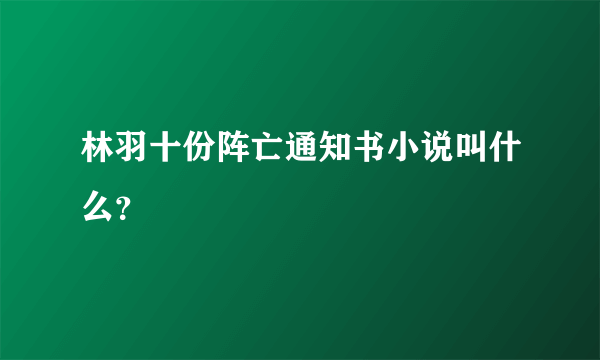 林羽十份阵亡通知书小说叫什么？