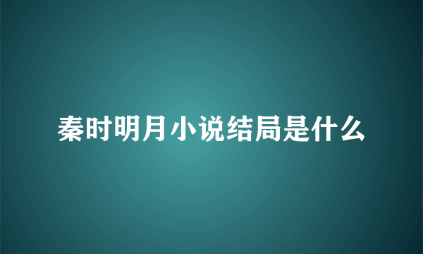 秦时明月小说结局是什么