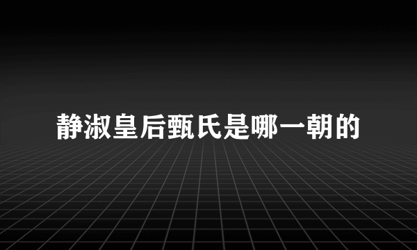 静淑皇后甄氏是哪一朝的