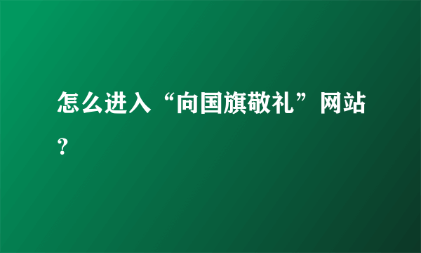 怎么进入“向国旗敬礼”网站？