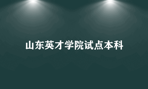 山东英才学院试点本科