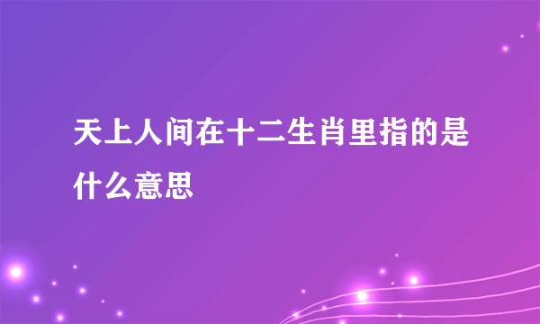 天上人间在十二生肖里指的是什么意思