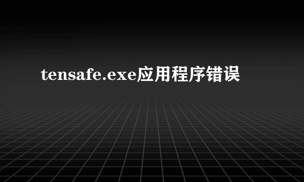 tensafe.exe应用程序错误