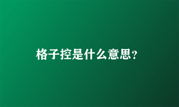 格子控是什么意思？