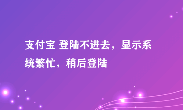 支付宝 登陆不进去，显示系统繁忙，稍后登陆