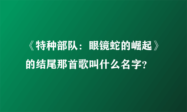 《特种部队：眼镜蛇的崛起》的结尾那首歌叫什么名字？