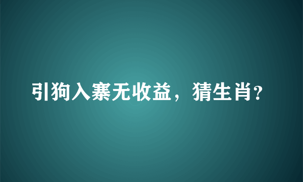 引狗入寨无收益，猜生肖？