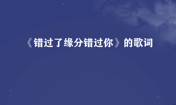 《错过了缘分错过你》的歌词