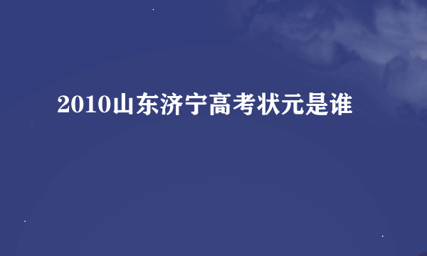 2010山东济宁高考状元是谁