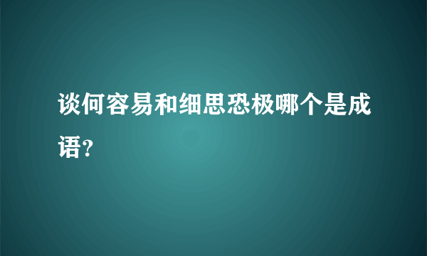 谈何容易和细思恐极哪个是成语？