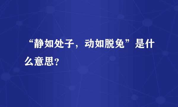 “静如处子，动如脱兔”是什么意思？