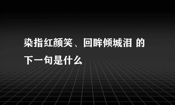 染指红颜笑、回眸倾城泪 的下一句是什么