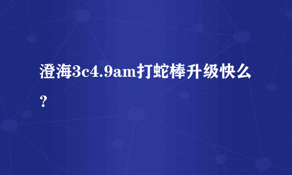 澄海3c4.9am打蛇棒升级快么？