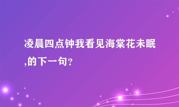 凌晨四点钟我看见海棠花未眠,的下一句？