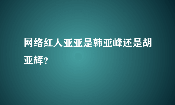 网络红人亚亚是韩亚峰还是胡亚辉？