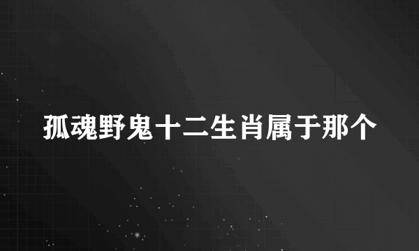 孤魂野鬼十二生肖属于那个