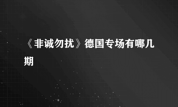 《非诚勿扰》德国专场有哪几期