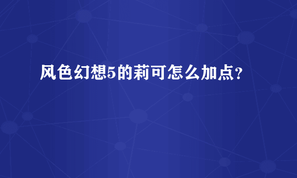 风色幻想5的莉可怎么加点？