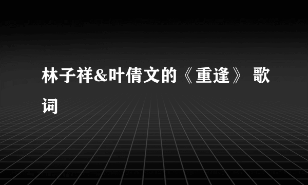 林子祥&叶倩文的《重逢》 歌词