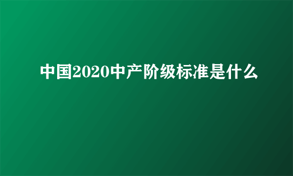 中国2020中产阶级标准是什么