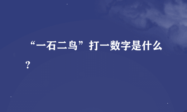 “一石二鸟”打一数字是什么？