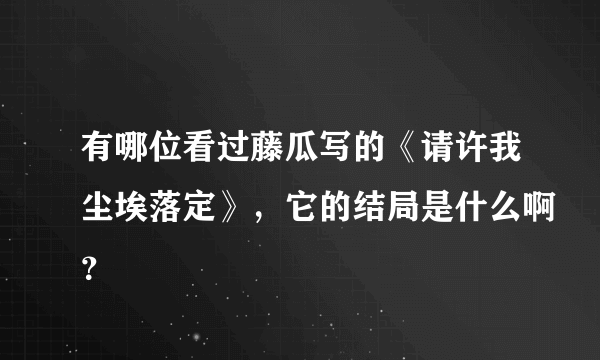 有哪位看过藤瓜写的《请许我尘埃落定》，它的结局是什么啊？