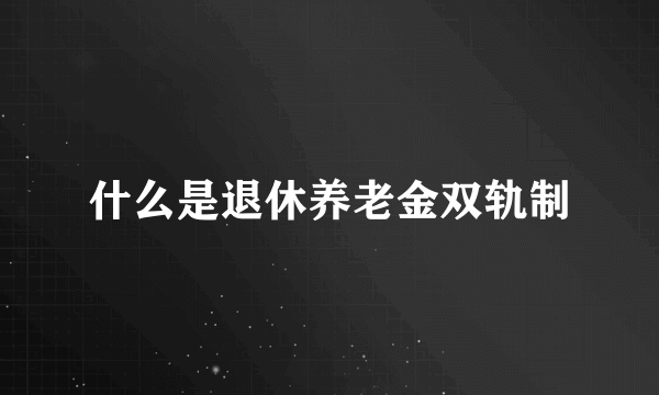 什么是退休养老金双轨制