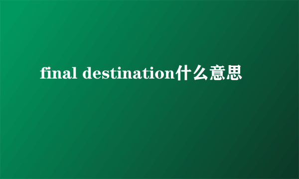 final destination什么意思