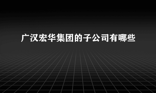 广汉宏华集团的子公司有哪些