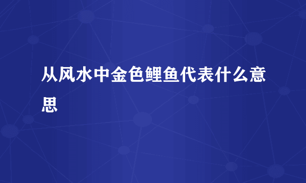 从风水中金色鲤鱼代表什么意思