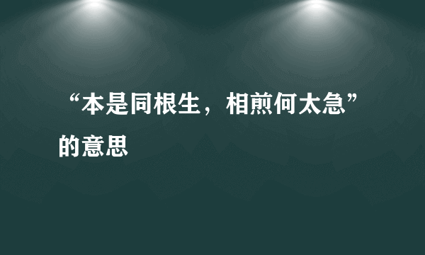 “本是同根生，相煎何太急”的意思